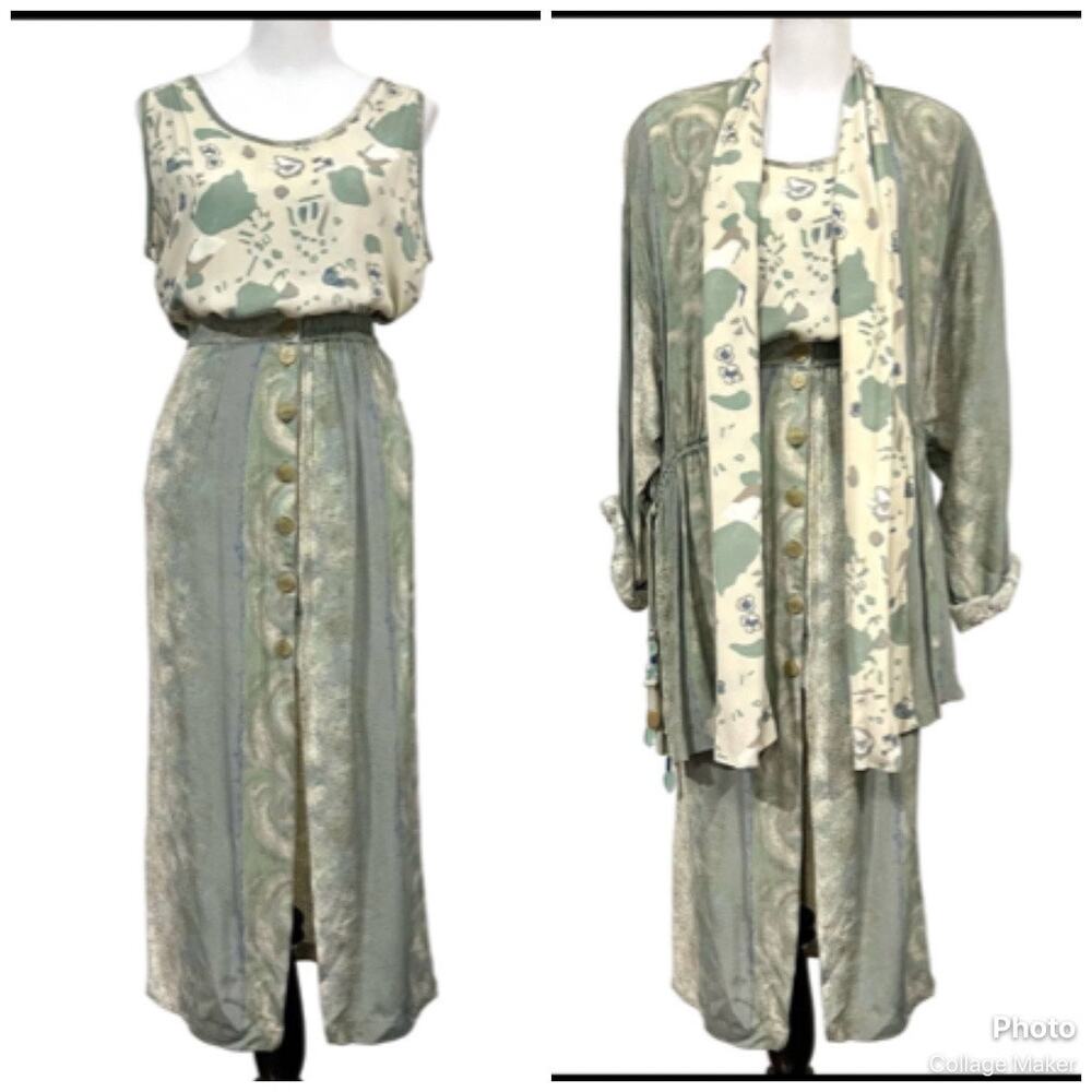 Platinum by Dorothy Schoelen Vintage Outfit Set 3 Piece Skirt Jacket Beads Sz L